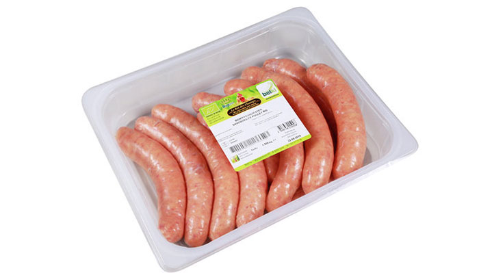 Saucisse de poulet bio 1.5 kg- 17,45€/ Kg