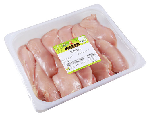Filets de poulet bio +-2 kg - 22,95€/ Kg