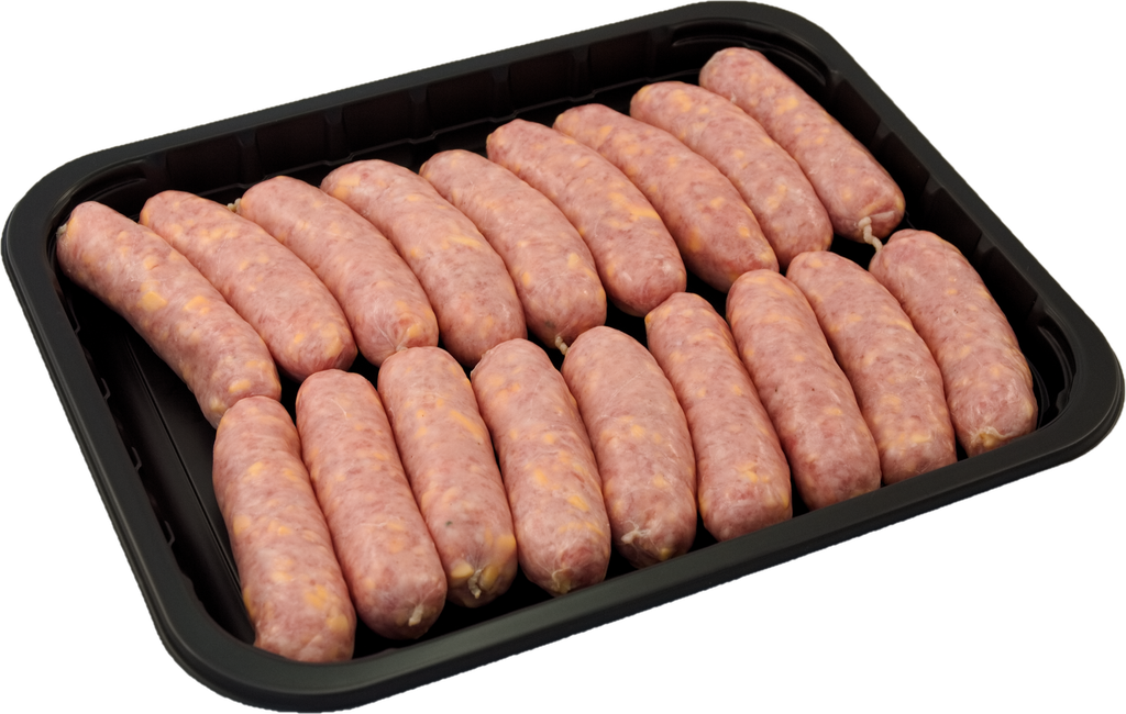 Mini saucisses fromage porc BIO +-1,05 kg - 17,65 € / kg